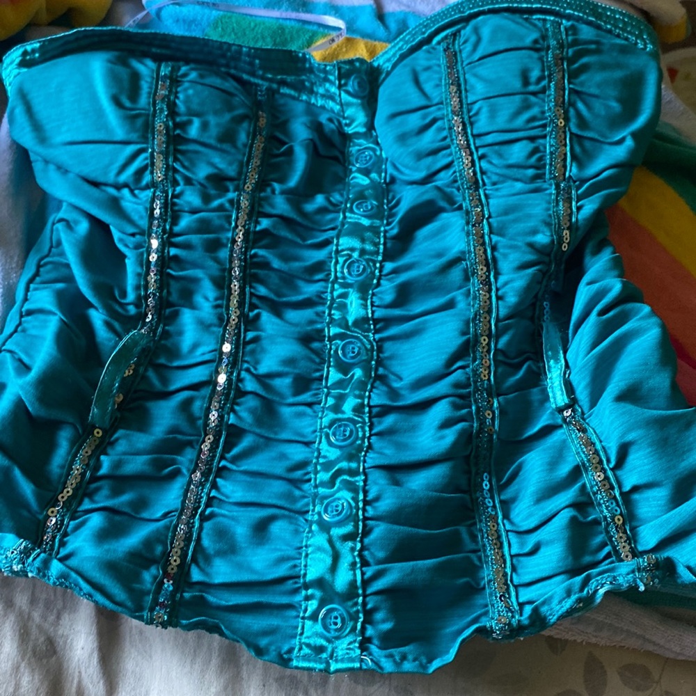 Blue strapless women’s corset